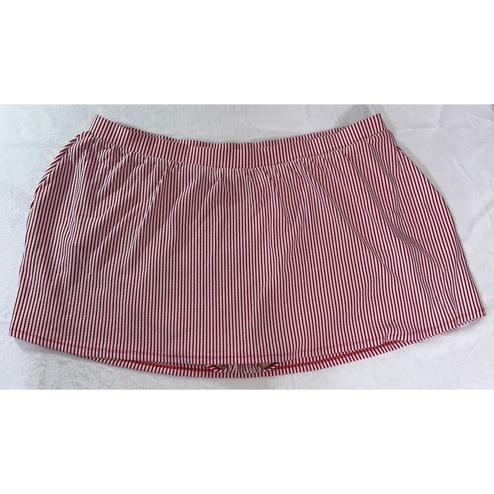 SWIM by CACIQUE Candy Cane Striped Bathing Suit Skirt Bottom Size 36 NWOT